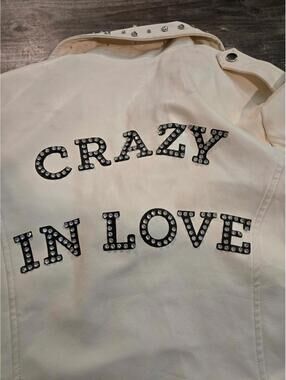 12TH TRIBE Faux Leather Moto Jacket Crazy in Love Studded Embellished SZ S